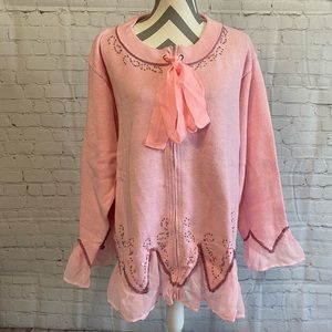 Storybook Knits “Soft Blush”  Cardigan Sweater Limited Edition Beaded SZ 3XL